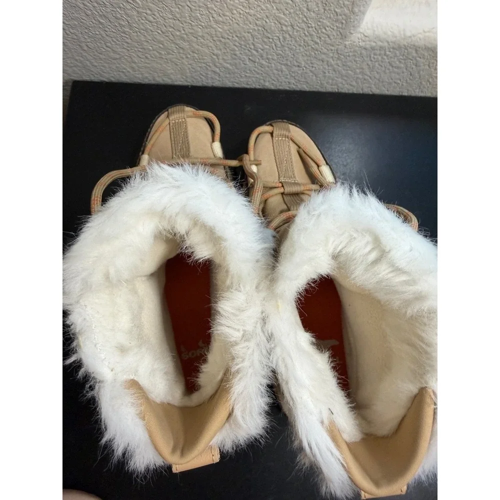 Sorel Kinetic Impact NXT Waterproof Winter Boots Tan Faux Fur Womens 6.5